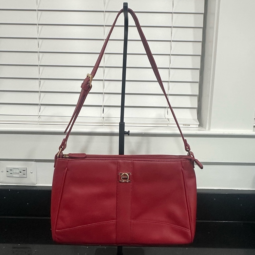 Etienne Aigner Red Leather Baguette Bag Vintage 90s Y2K - Picture 3 of 16